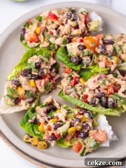 lettuce cups filled with Mexican tuna salad