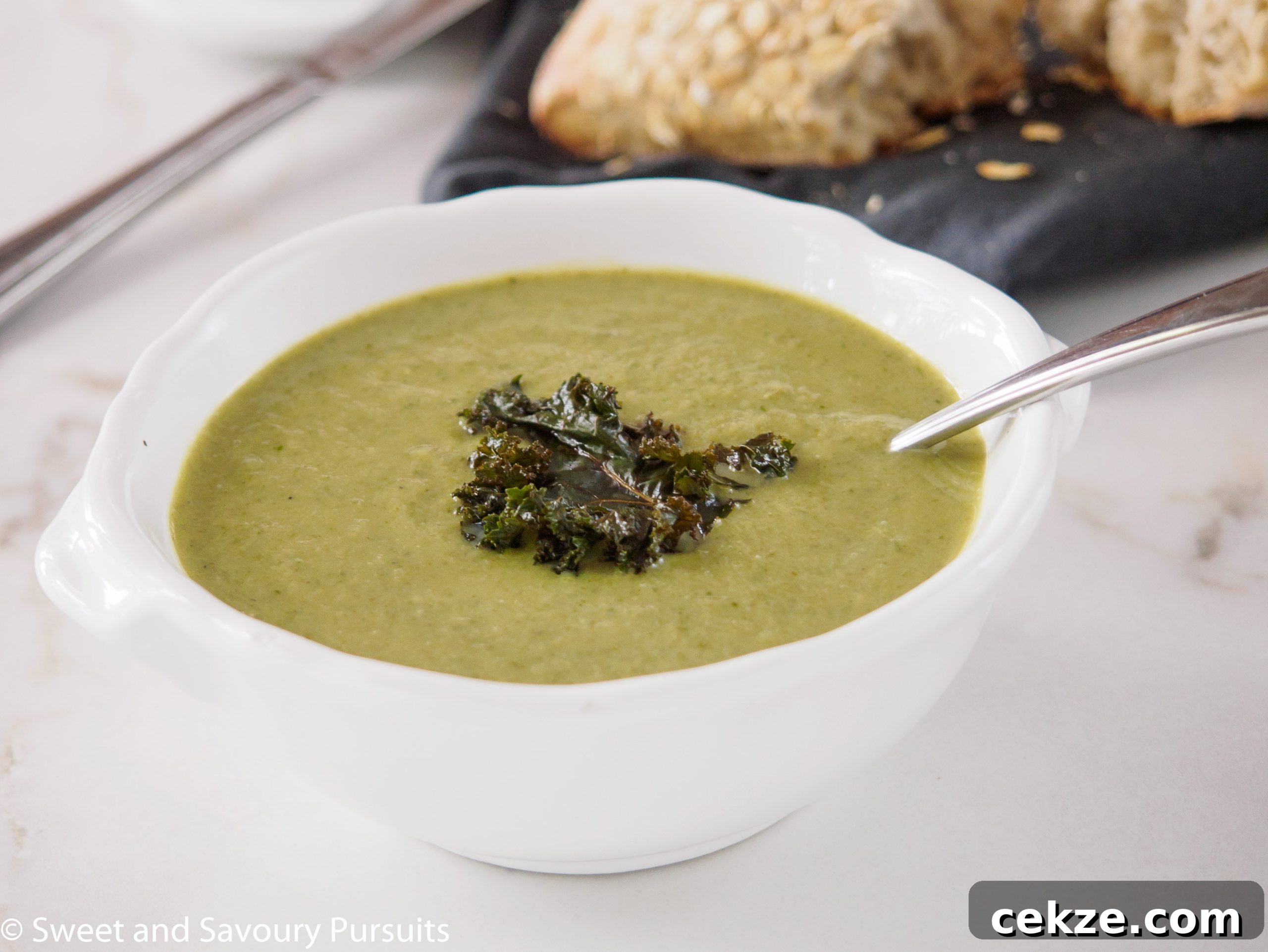 Bowl of Cauliflower, Kale and Leek Soup.