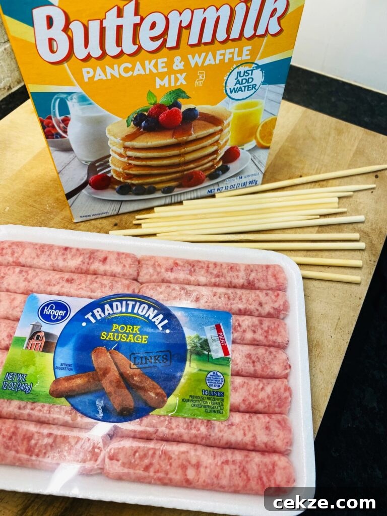 Crispy Sausage Pancake Corn Dogs Recipe 2 ingredients for the corn dogs