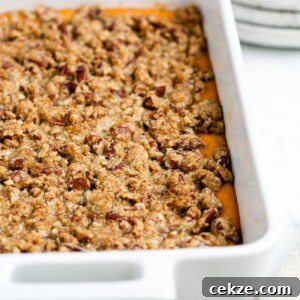 closeup of sweet potato casserole