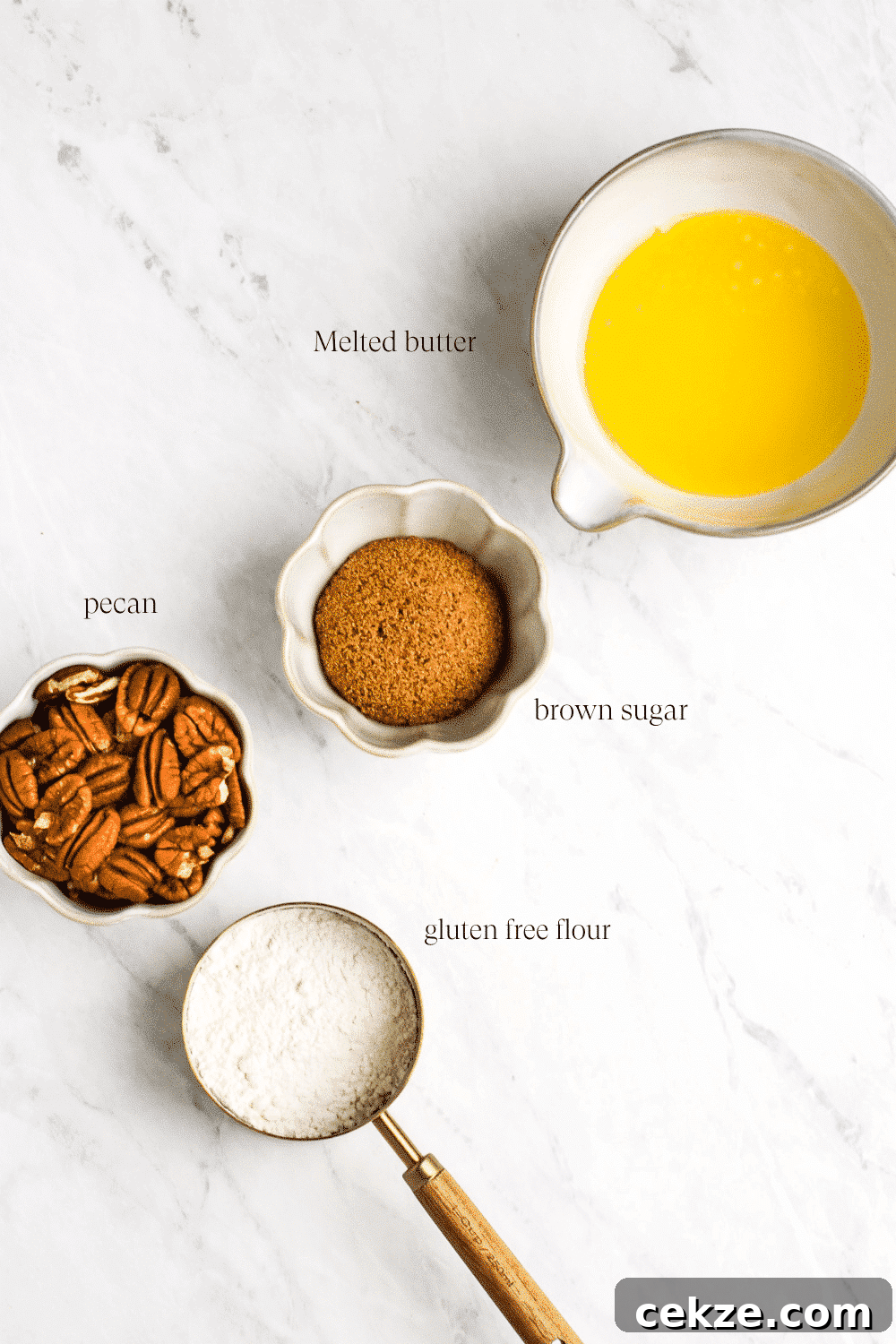 Overhead view of the ingredients for the topping