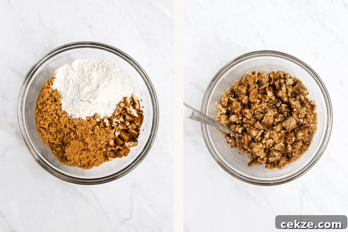 photo side by side of the topping ingredients in a bowl 