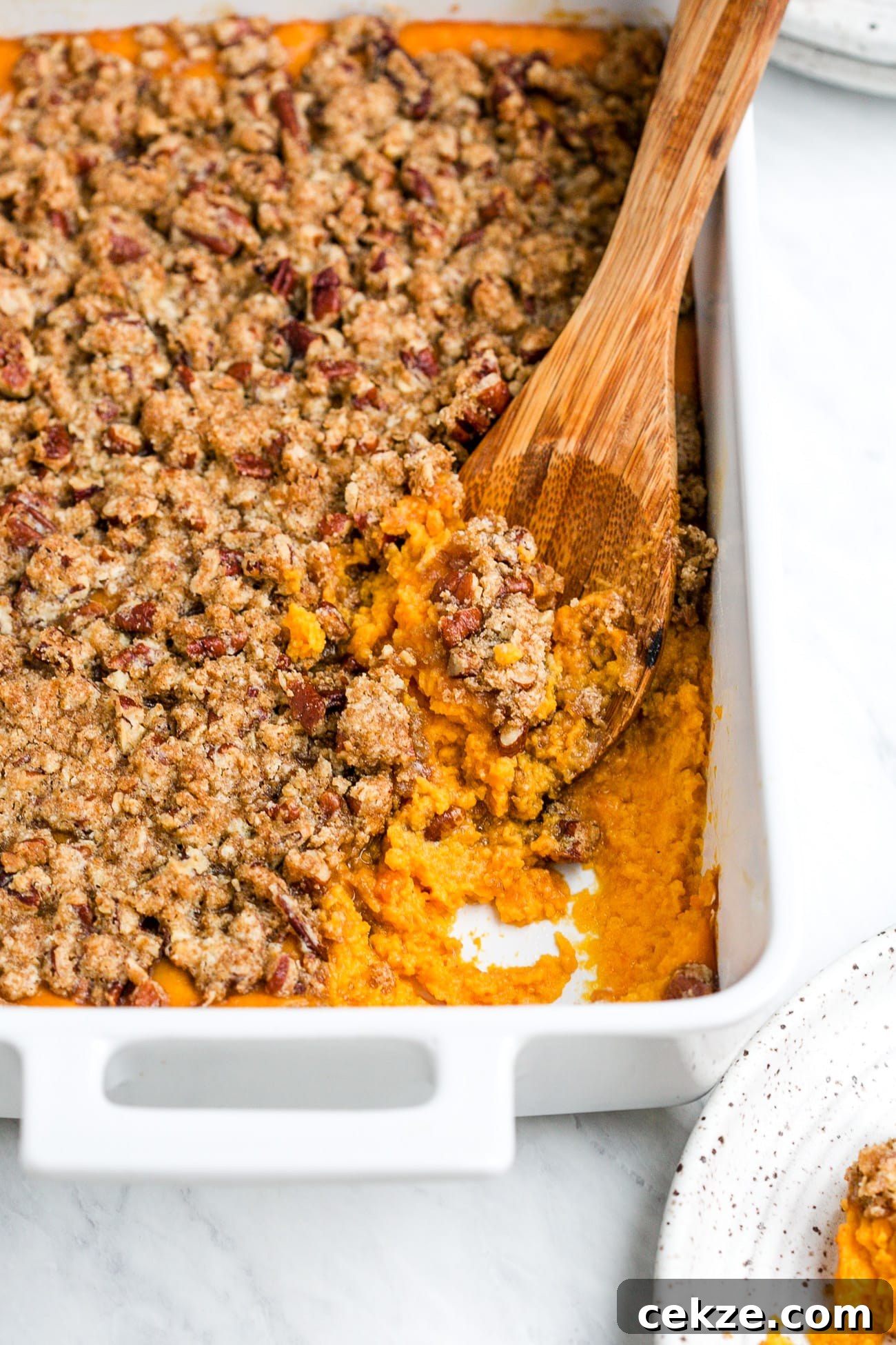 closeup of sweet potato casserole 