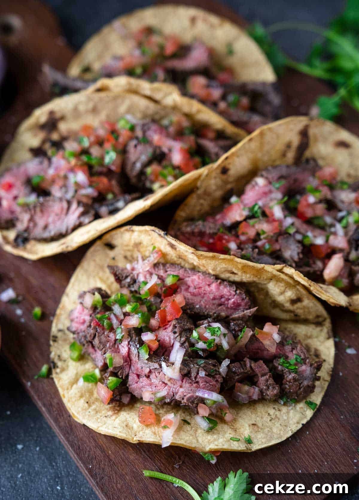 Carne Asada Skirt Steak Tacos with Citrus Garlic Marinade 7 Carne Asada Skirt Steak Tacos on a platter.