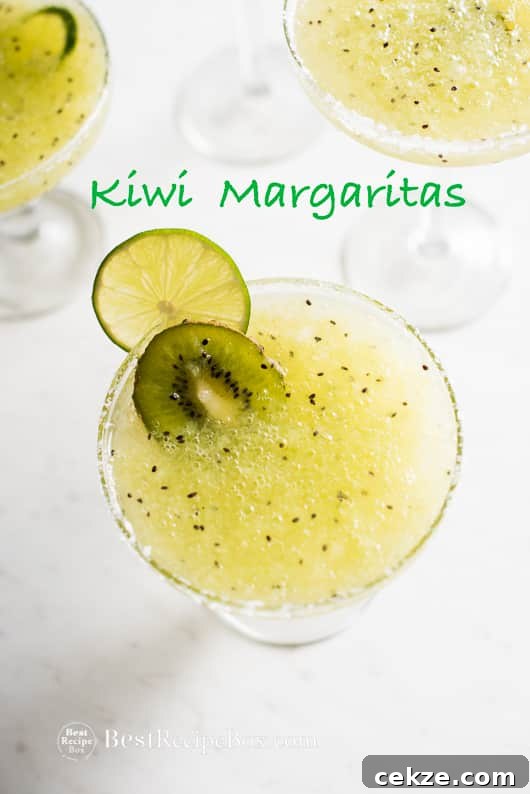 Kiwi Margaritas Recipe made from fresh kiwi in a glass 