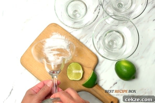 Salting rim of margarita glass