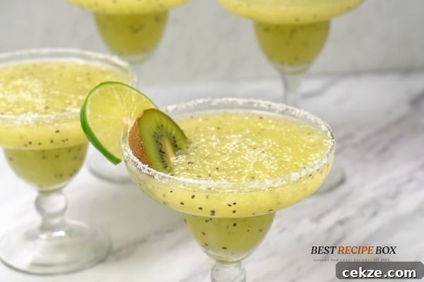 Finished and garnished kiwi margarita