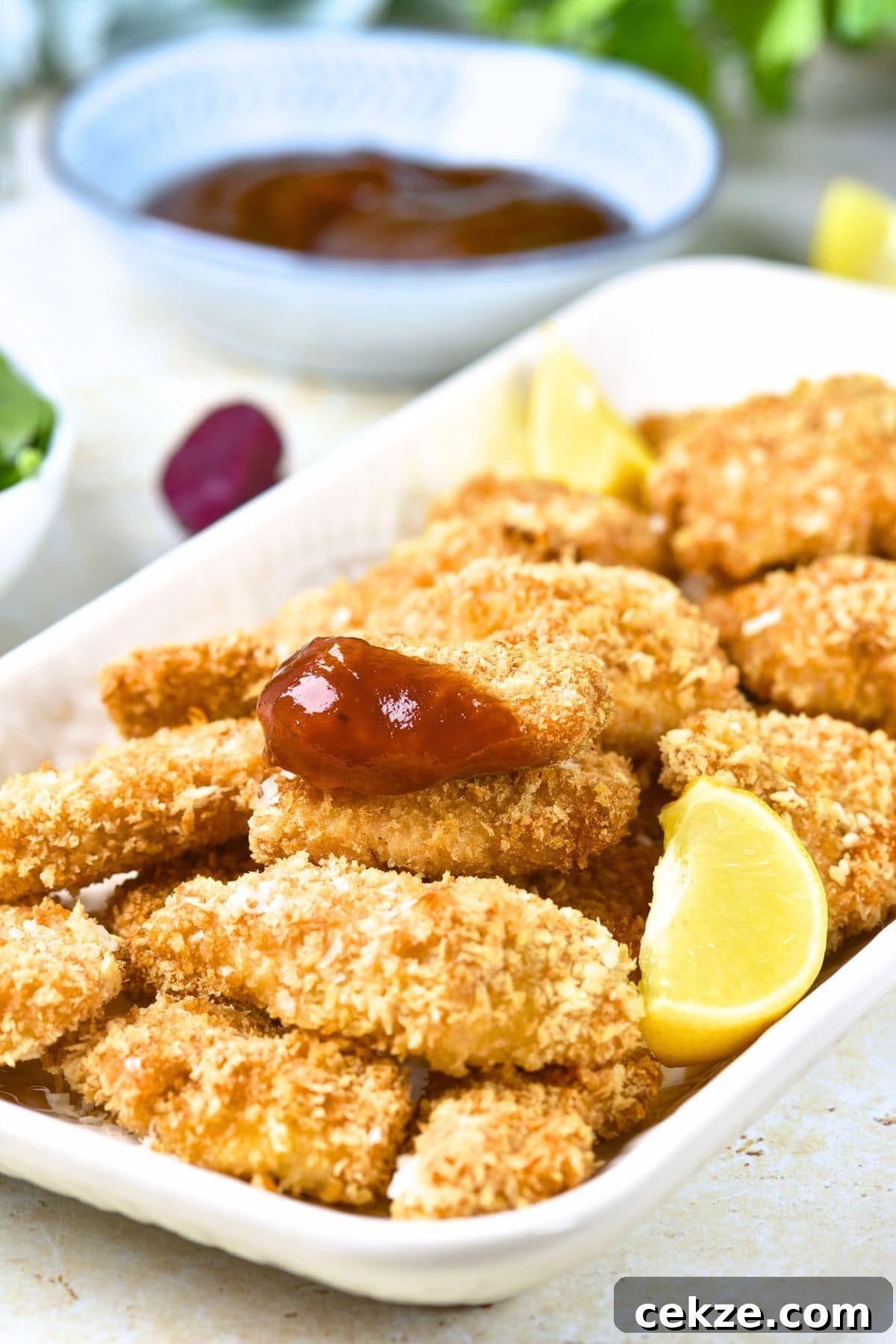 Baked Turkey Nuggets (Gluten-Free, Dairy-Free) A plate of baked turkey nuggets