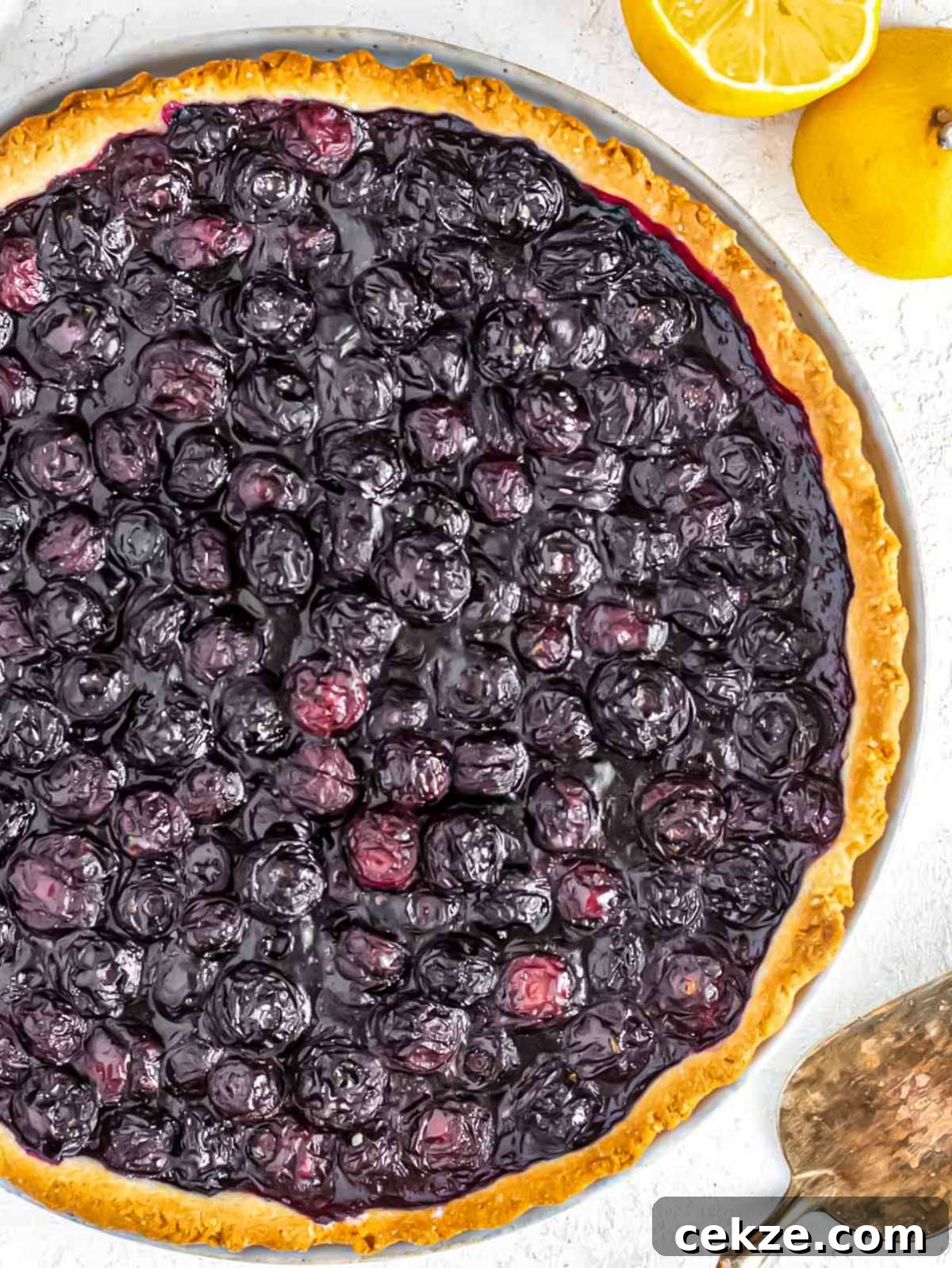 Easy blueberry tart top-down view.
