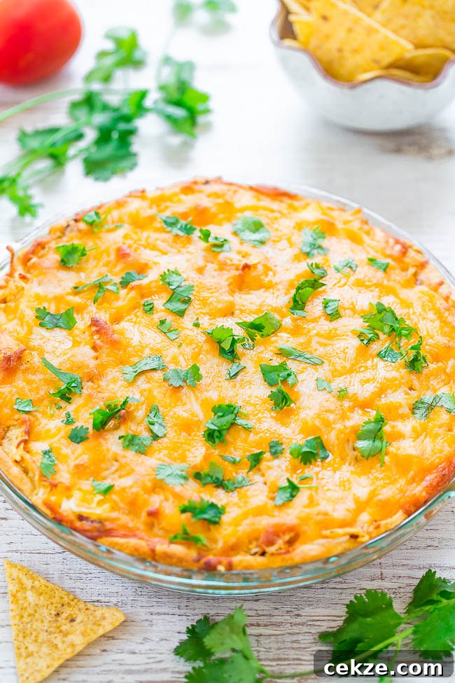 Beef Taco Pie garnished with cilantro in a pie dish.