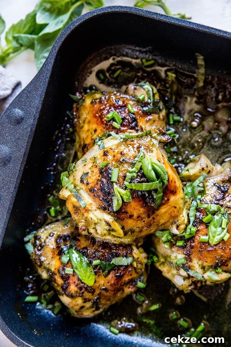 Top Chicken Thigh Recipes for Flavorful Weeknight Dinners 30 Basil Baked Chicken - chicken thighs marinated in fresh basil marinade for an amazing healthy main dish