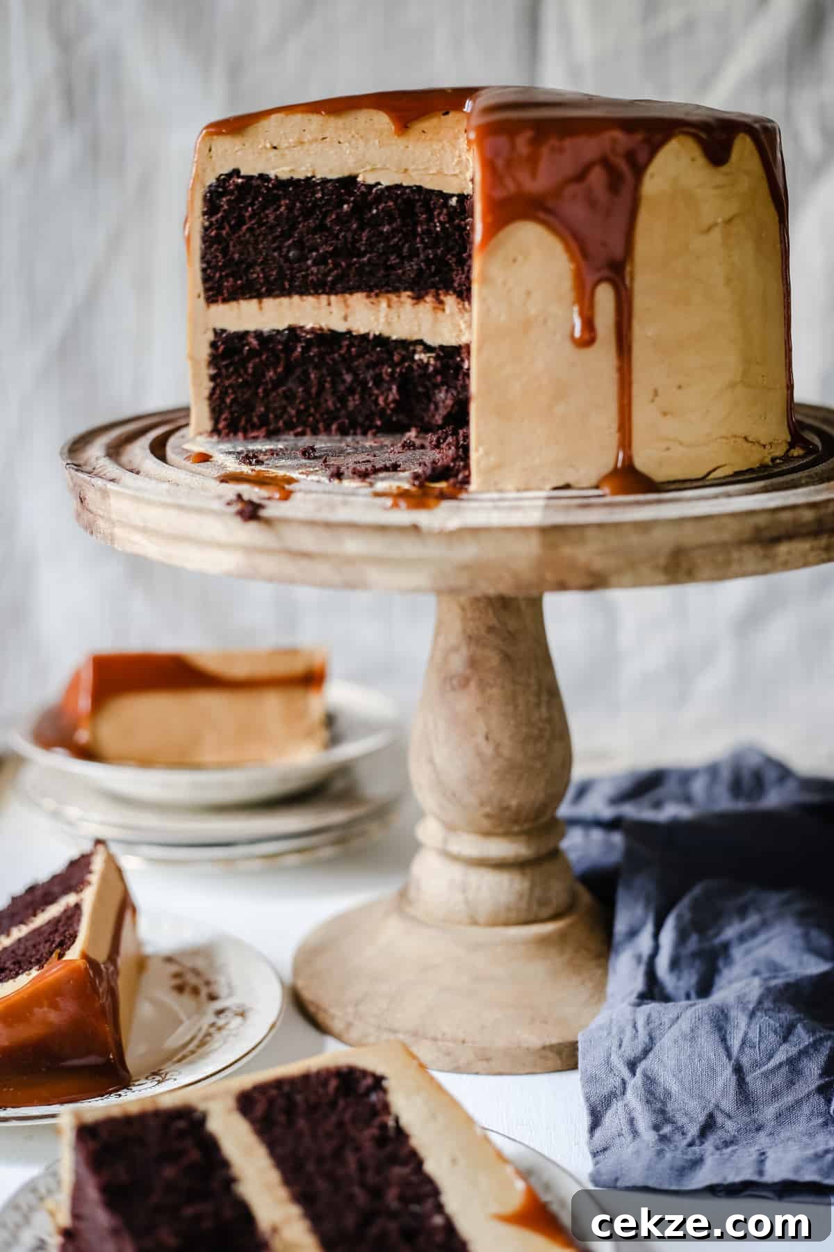 chocolate cake with slice next to it