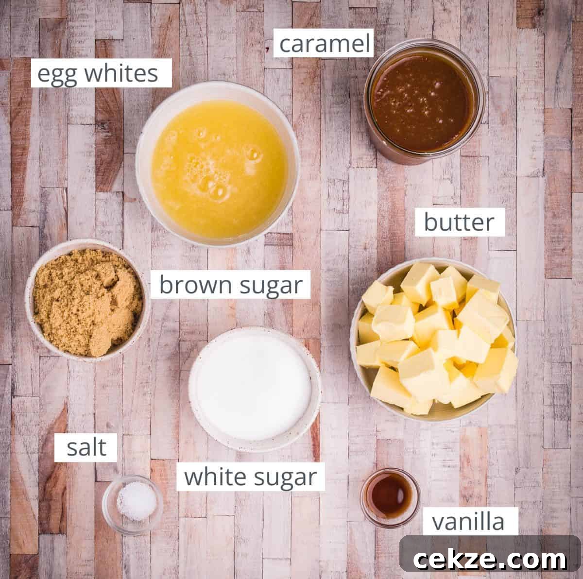 buttercream ingredients in bowls on table.