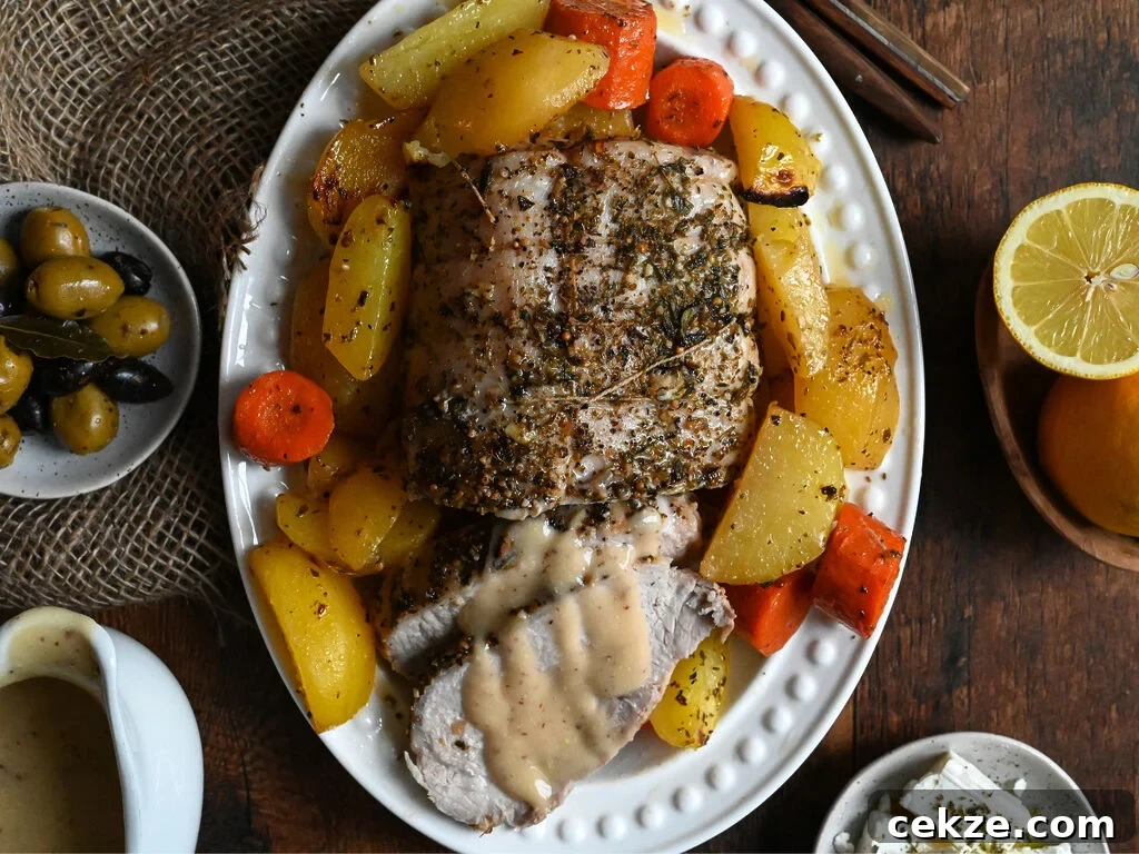 Pork roast with Greek lemon potatoes