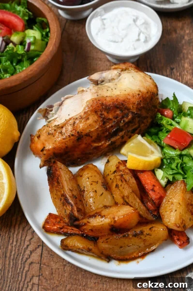 The best roast chicken and Greek-style potatoes full of lemon flavour and roasted to perfection.