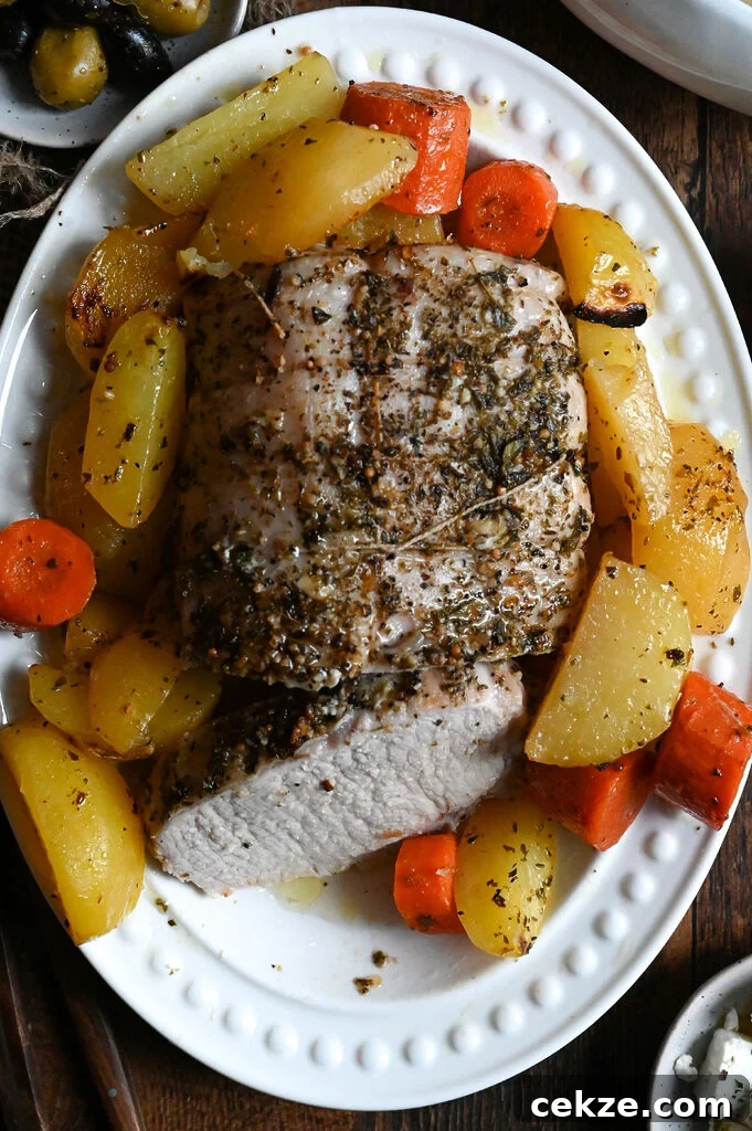 Pork roast with Greek roasted potatoes