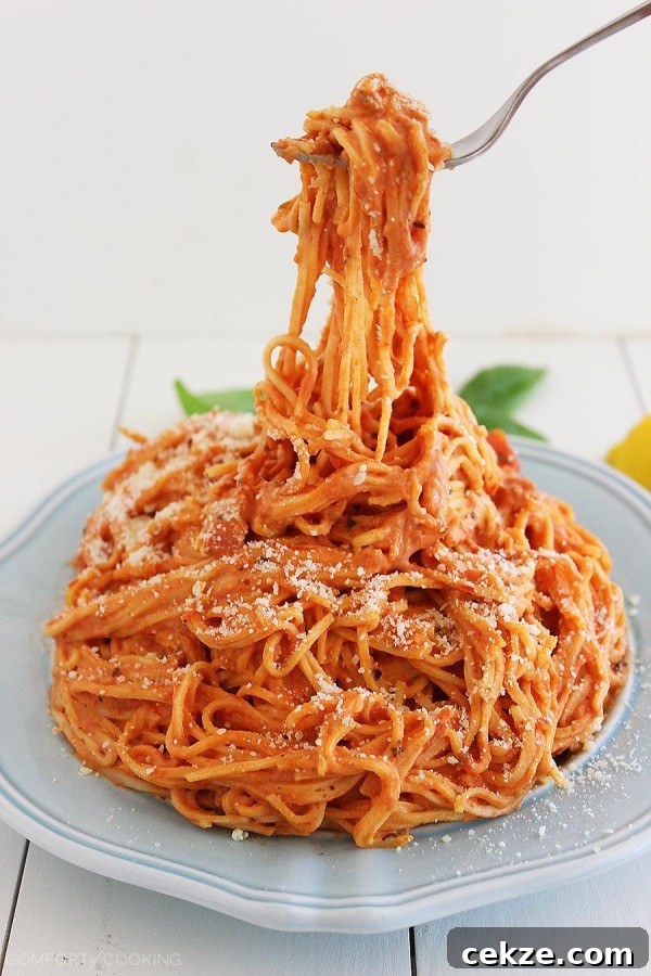 3-Ingredient Creamy Tomato Angel Hair Pasta – This creamy, saucy and scrumptious pasta only needs 15 minutes and 3 ingredients to make! thecomfortofcooking.com