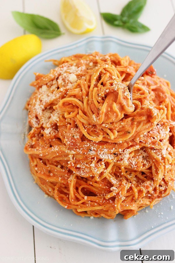 3-Ingredient Creamy Tomato Angel Hair Pasta – This creamy, saucy and scrumptious pasta only needs 15 minutes and 3 ingredients to make! thecomfortofcooking.com