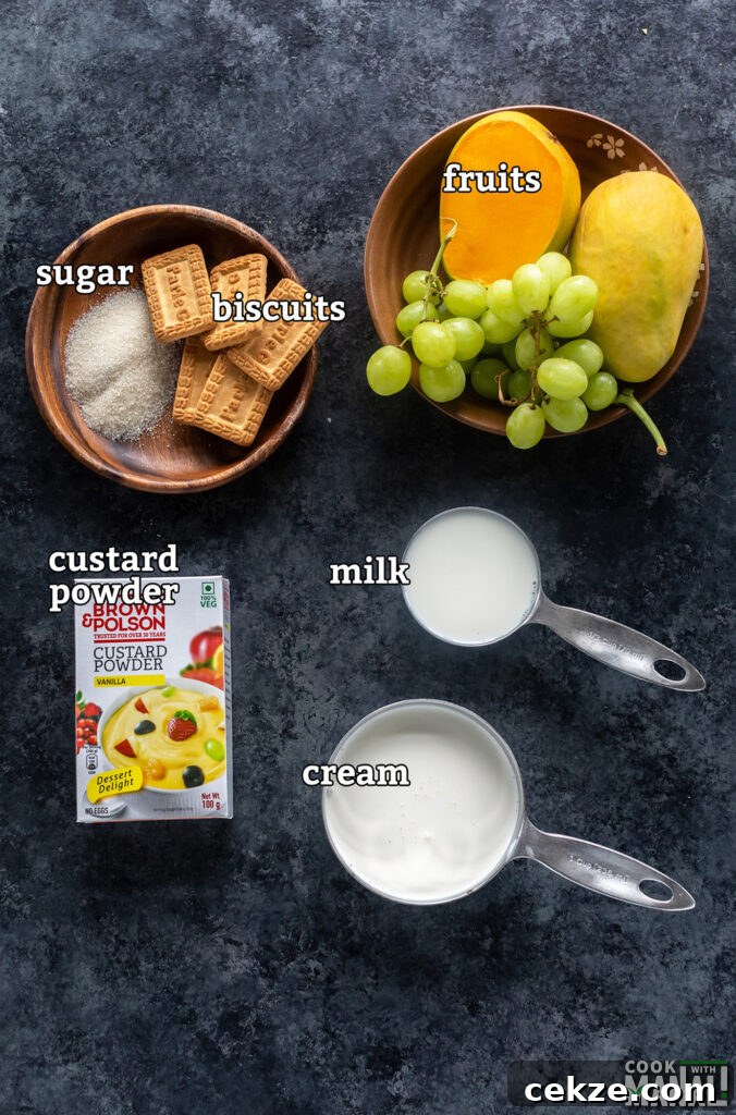 No-Bake Fruit Custard Icebox Cake Recipe: Quick Chilled Dessert 3 ingredients for making fruit custard icebox cake arranged on a board