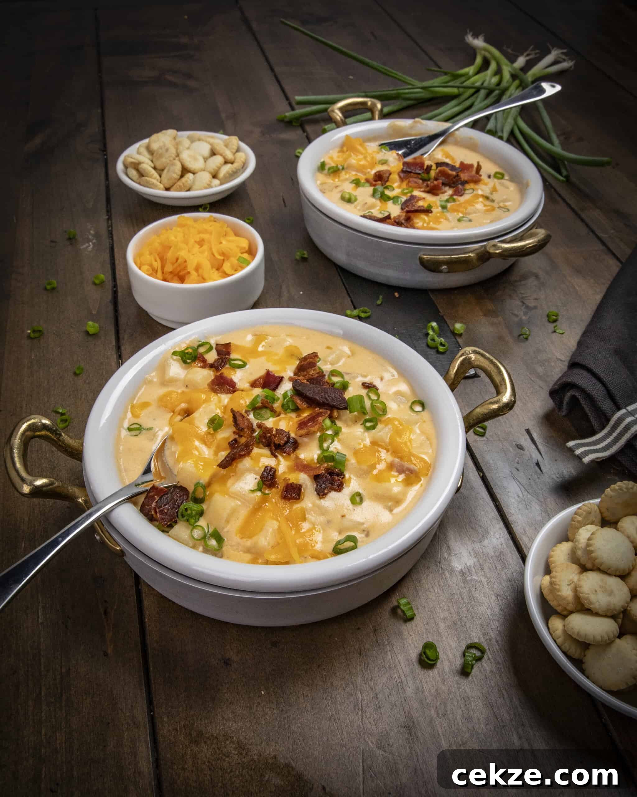Loaded baked potato soup in a bowl