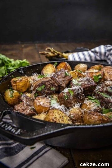 Garlic butter steak and potatoes