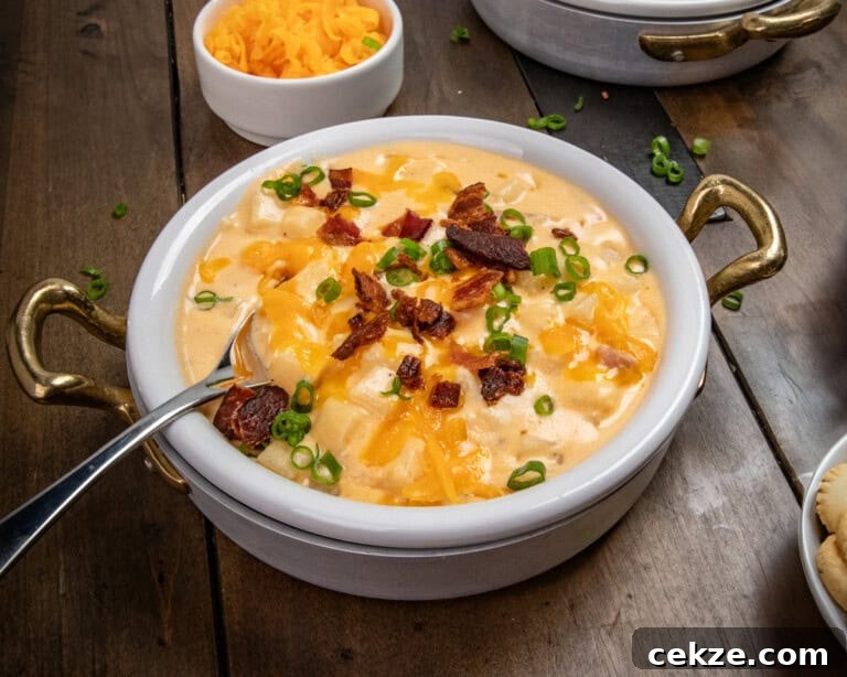 Bowl of loaded baked potato soup