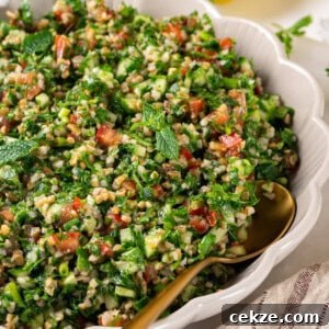 Authentic tabbouleh recipe in serving bowl