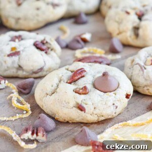 Soft, chewy cinnamon milk chocolate chip cookies with toasted pecans and candied orange peel. These Orange Pecan Milk Chocolate Chip cookies will have you reaching for another before you realize what you’re doing.