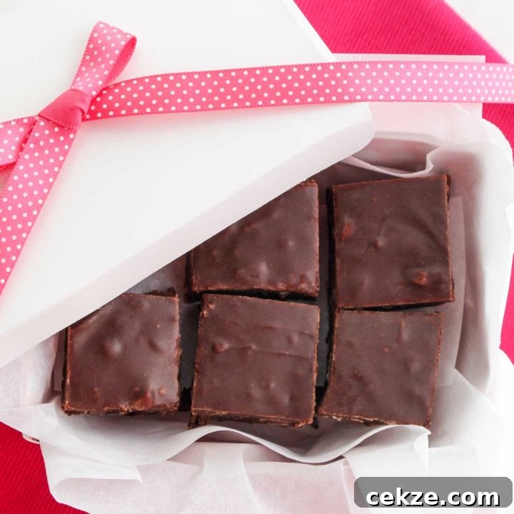 Gift box filled with fudge squares
