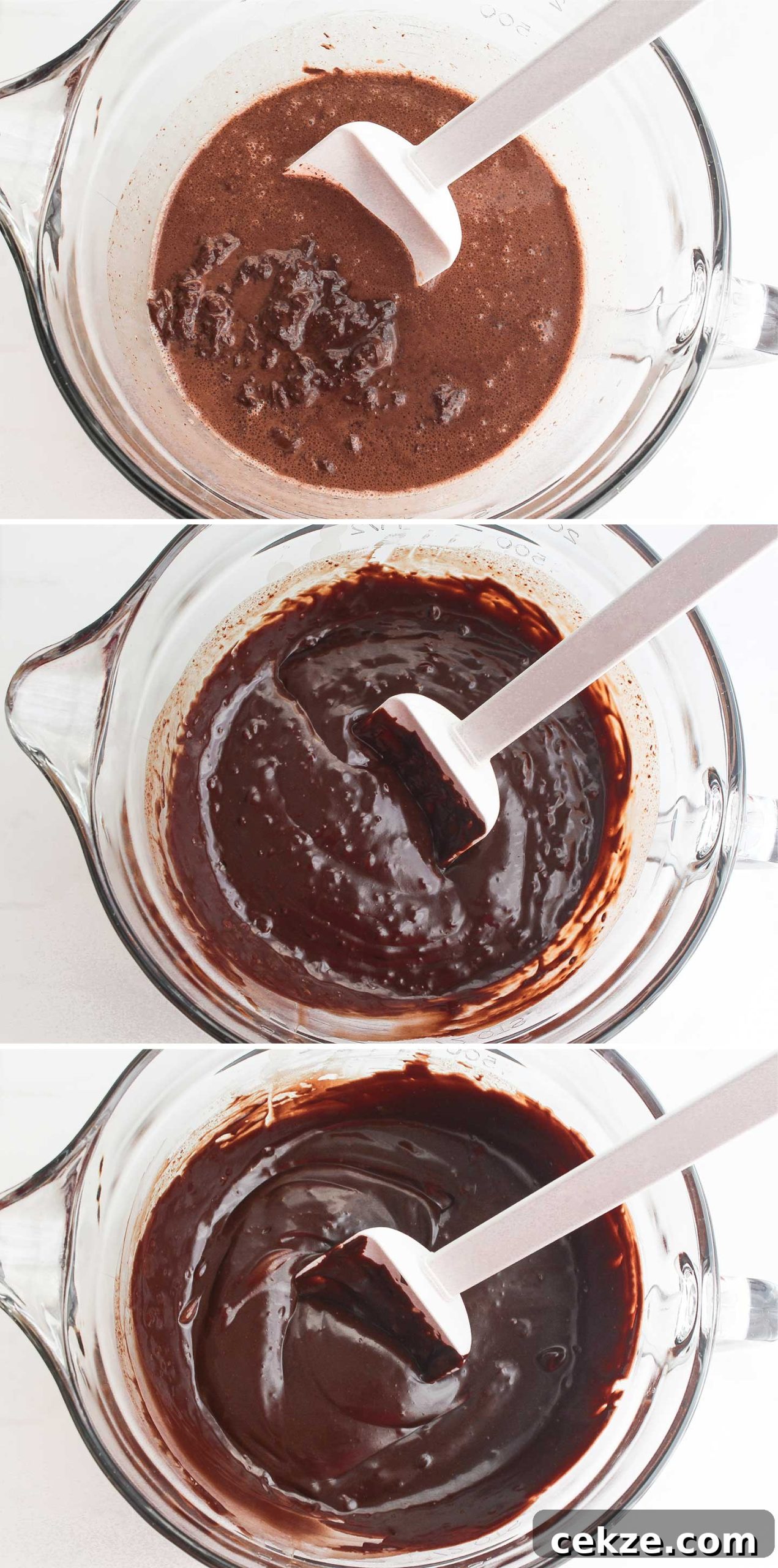 Stirring melted chocolate mixture