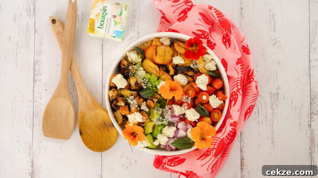 Grilled corn and peach salad with Boursin