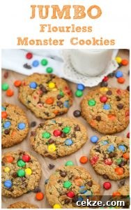 Flourless Jumbo Peanut Butter Monster Cookies! {Healthy}