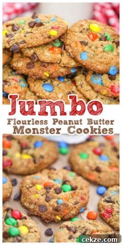 Flourless Jumbo Peanut Butter Monster Cookies