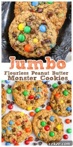 Flourless Jumbo Peanut Butter Monster Cookies