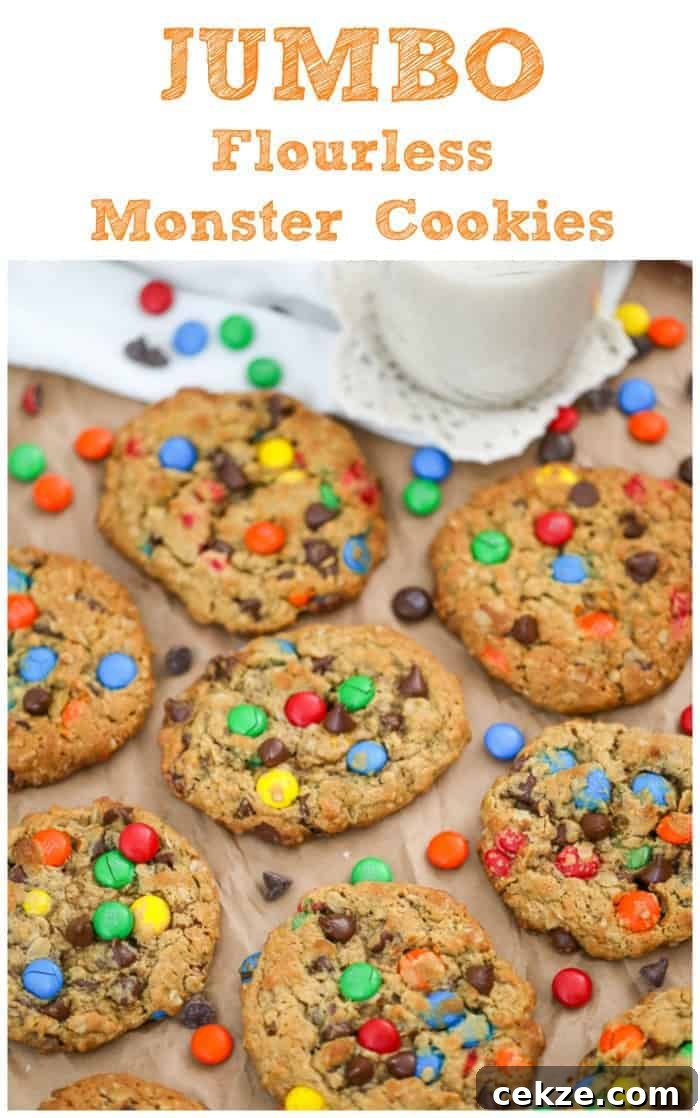Flourless Jumbo Peanut Butter Monster Cookies! {Healthy}