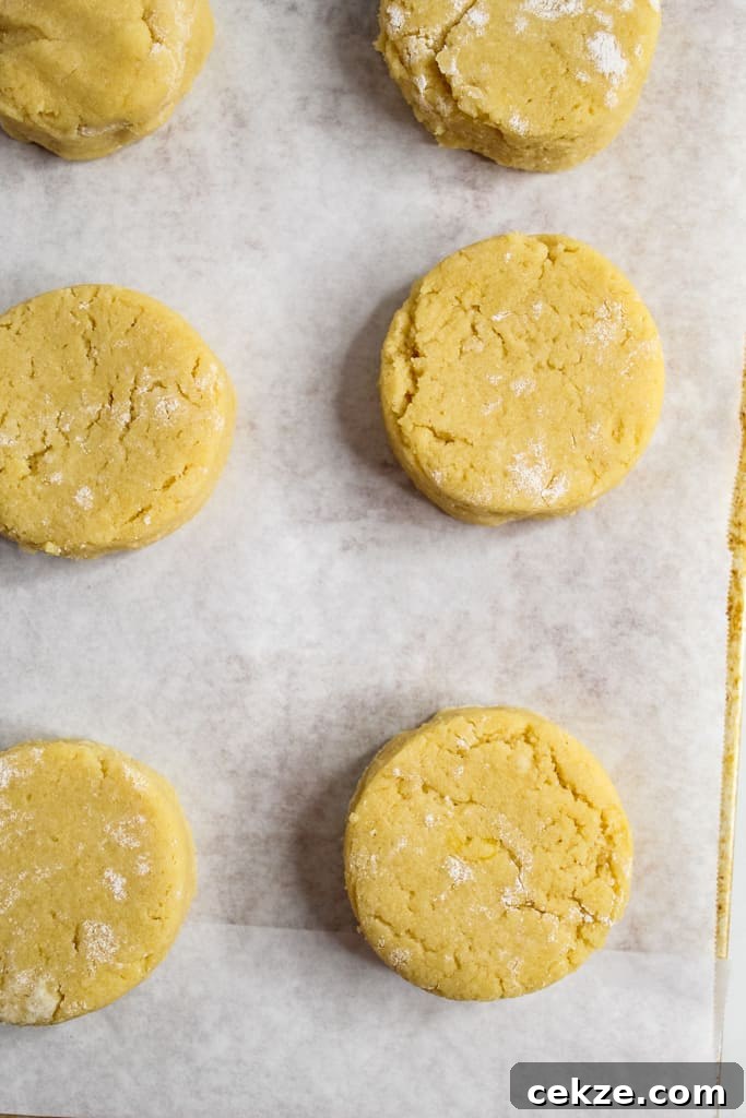 Almond Flour Biscuits cut out with a biscuit cutter