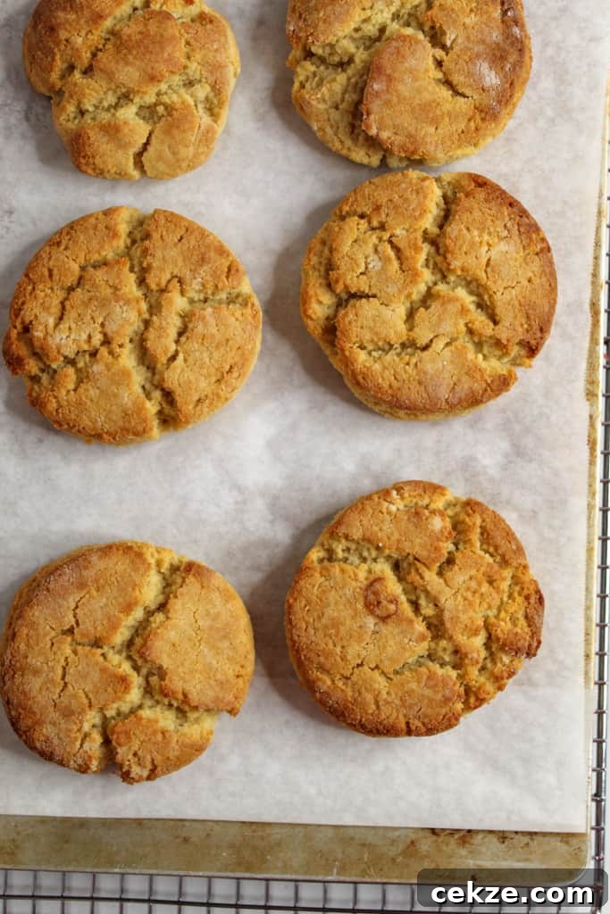 Almond Flour Biscuits sitting on a baking sheet