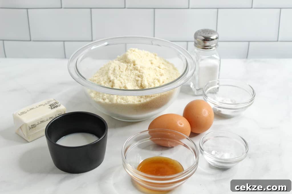 Almond Flour Biscuits ingredients on a countertop