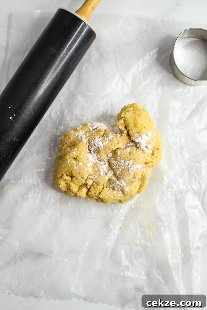 Almond Flour Biscuits dough on wax paper