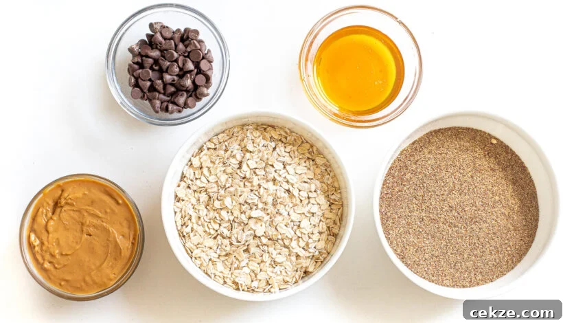 overhead shot of energy ball ingredients on counter