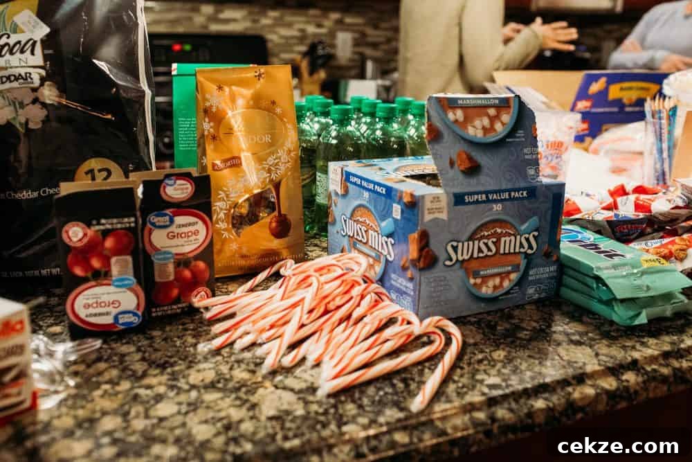 a variety of items for a winter or holiday care package