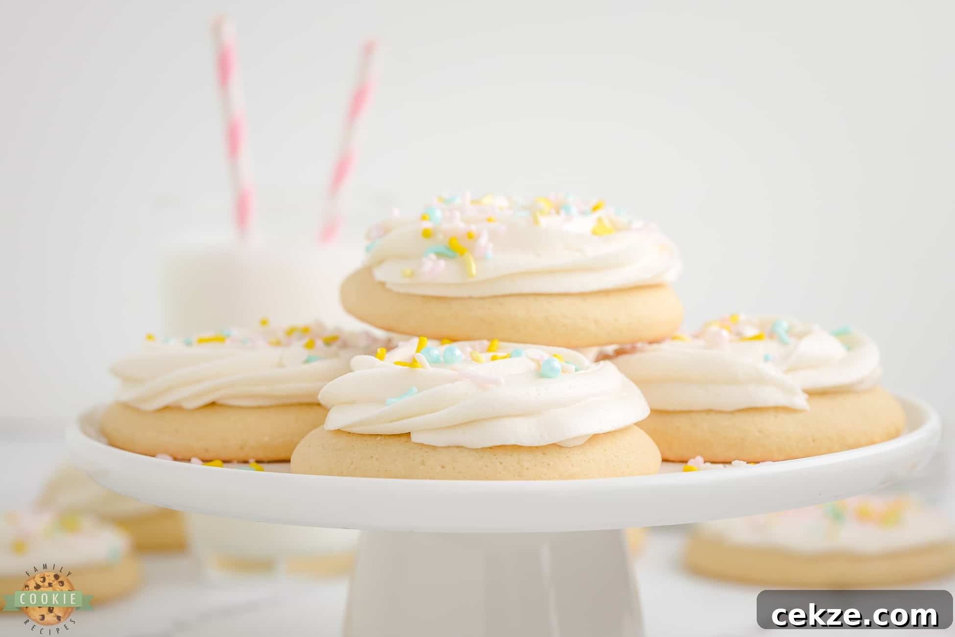 sugar cookies on a cake stand