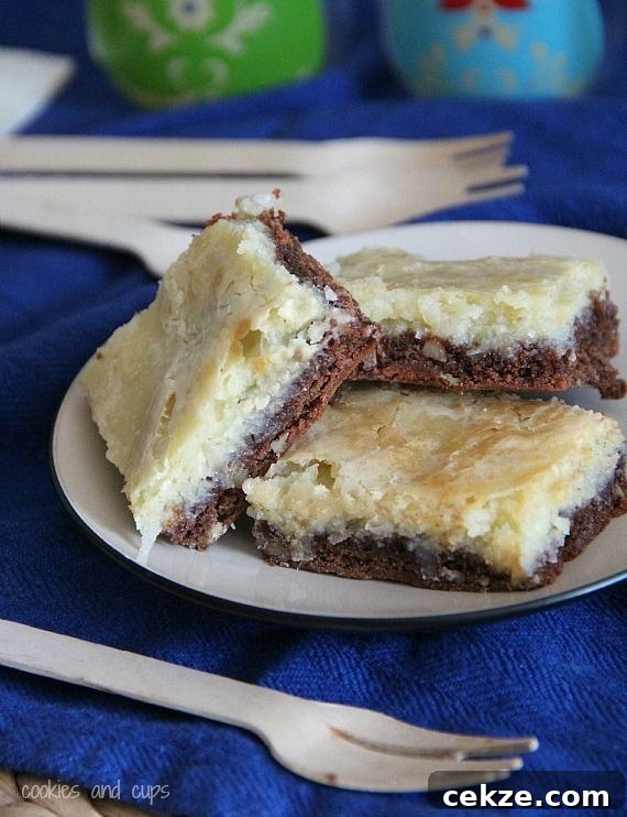 German chocolate cream cheese snack cake bars on a plate