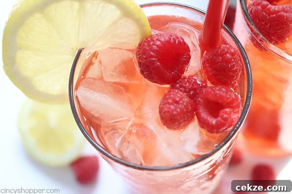 Served raspberry iced tea
