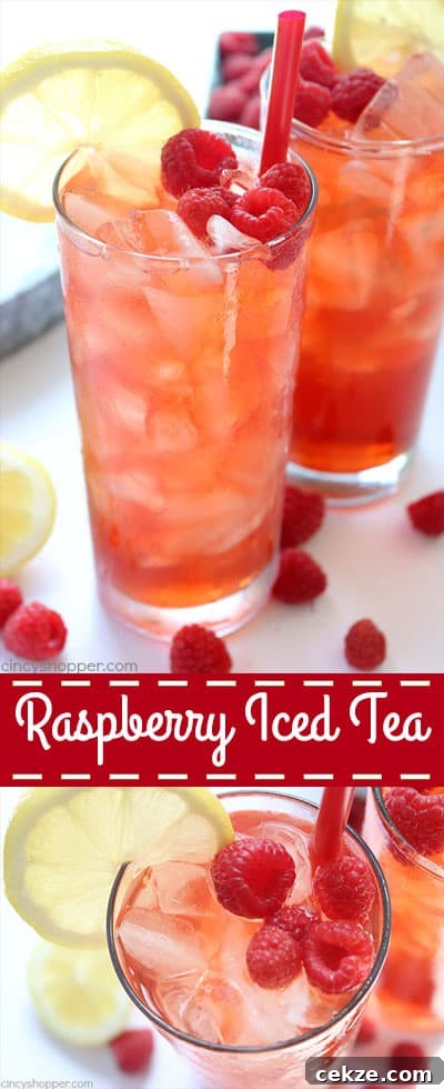 Long pin of raspberry iced tea
