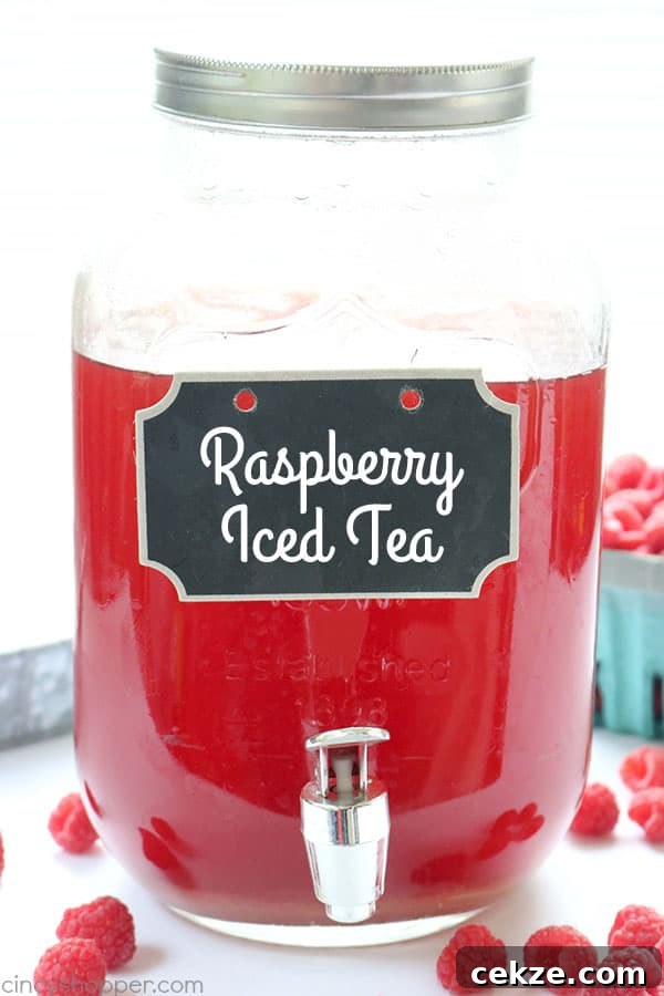 Pitcher of raspberry iced tea