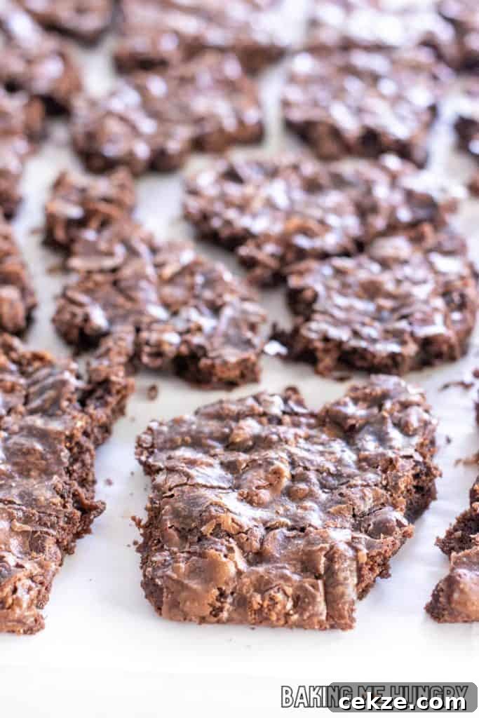 Crispy Brownie Brittle Recipe for Homemade Chocolate Snacking 11 broken pieces of brownie brittle