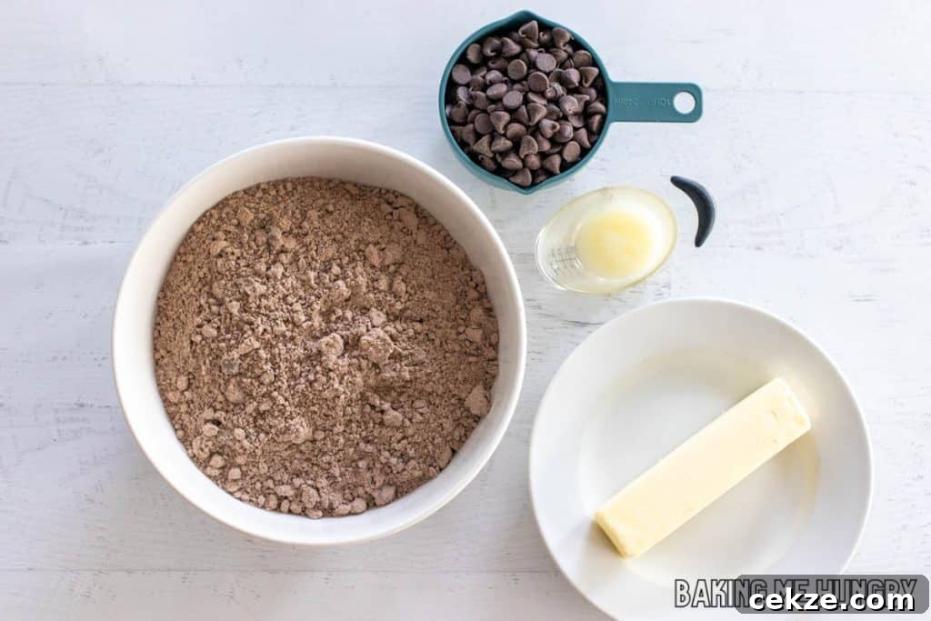 Crispy Brownie Brittle Recipe for Homemade Chocolate Snacking 4 ingredients in bowls