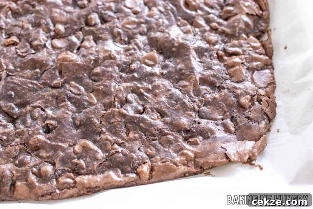 Crispy Brownie Brittle Recipe for Homemade Chocolate Snacking 9 close up of crisp edges