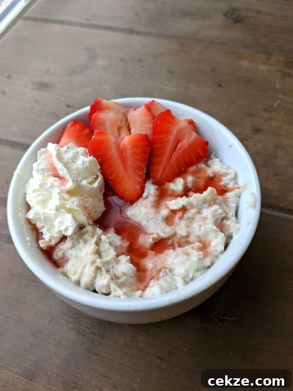 Strawberries and Cream Oatmeal Bowl Vertical